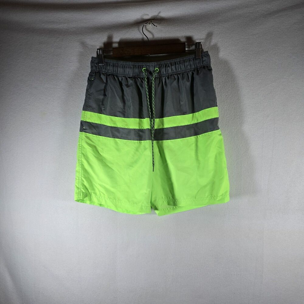 George Mens Swim Trunks Medium Green And Grey, Sizes 32-34